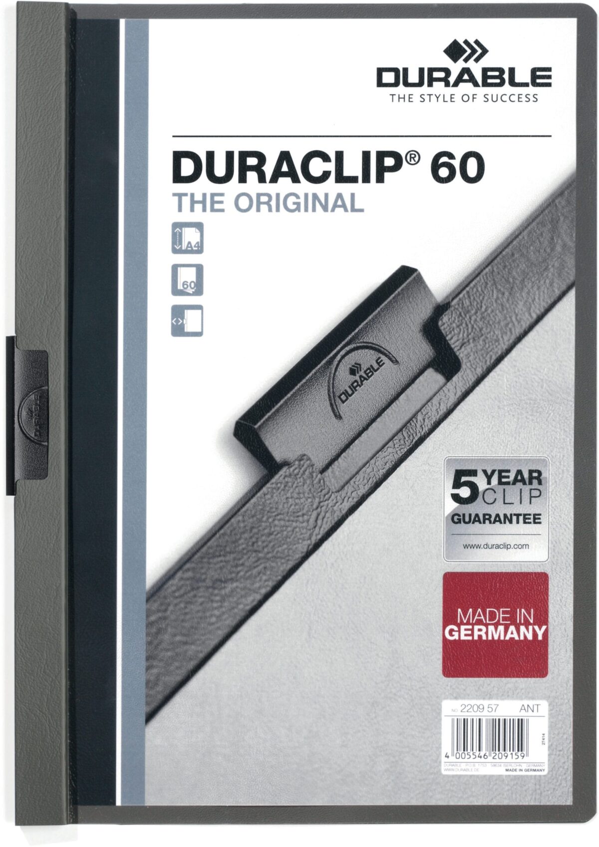 DURABLE Klemmhefter DURACLIP 60 A4 220957 anthrazit – Hochwertig & günstig bei ShopDeca