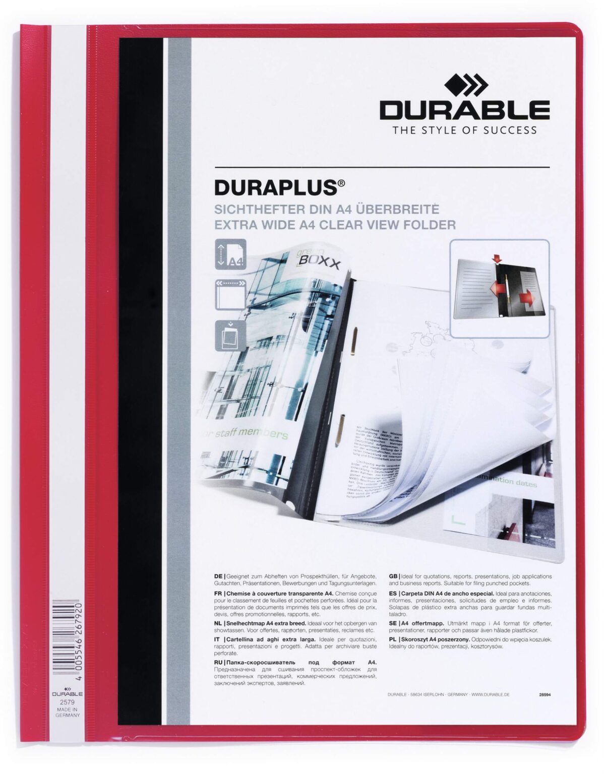 DURABLE Angebotshefter DURAPLUS 257903 für 100 Blatt A4 rot – Hochwertig & günstig bei ShopDeca