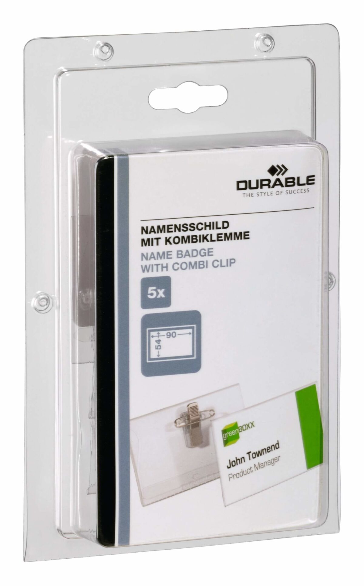 DURABLE Namensschild m/Klemme 90x54mm 861019 5 Stück transp. Kunststoff – Hochwertig & günstig bei ShopDeca