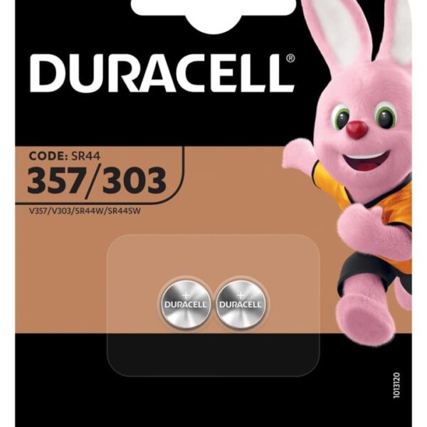 DURACELL Knopfbatterie Specialty 357/303 V357, V303, SR44W,1.5V 2 Stück
