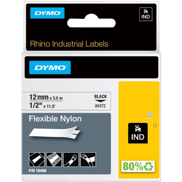 DYMO Schriftband D1 weiss/schwarz 18488 Nylon 12mm