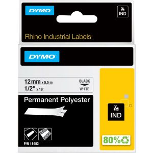 DYMO Schriftband D1 weiss/schwarz S0718210 Polyester 12mm