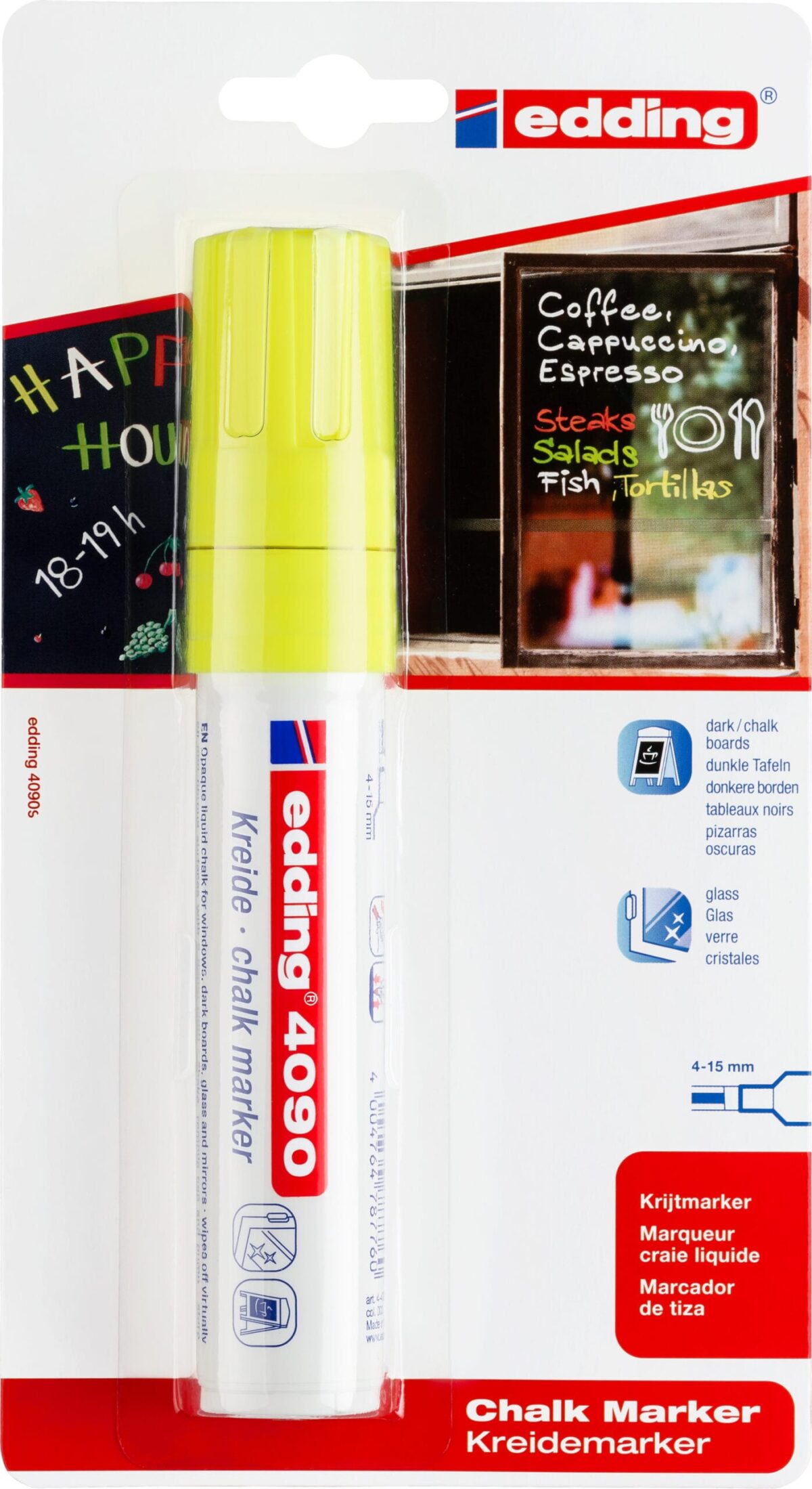 EDDING Chalk Marker 4090 4-15mm 4090BLI-65 BLI-6 neongelb – Hochwertig & günstig bei ShopDeca