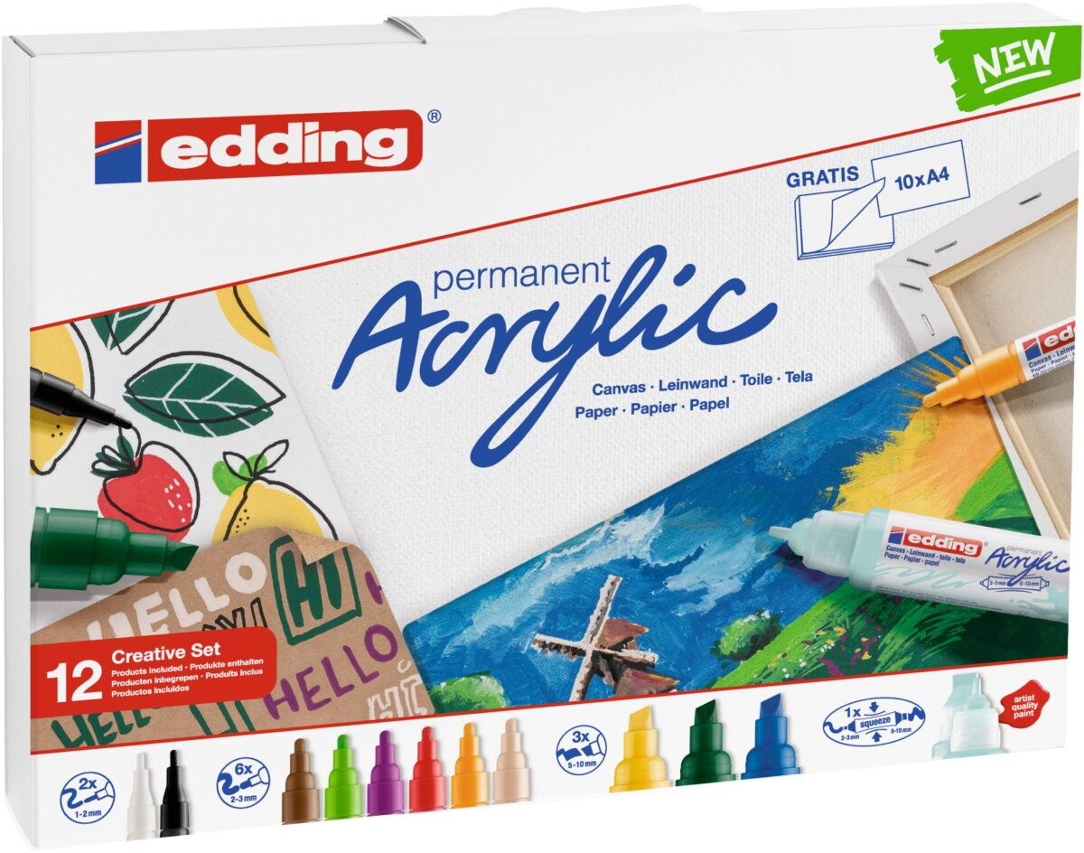 EDDING Acrylmarker acrylic-12S Kreativset basic 12 Stück – Hochwertig & günstig bei ShopDeca