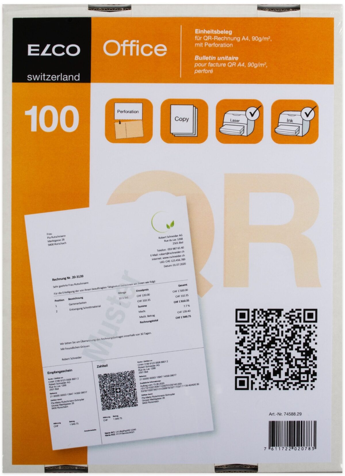 ELCO Einz.schein QR-Rech. A4 74588.29 90g, perforiert,100 Stück – Hochwertig & günstig bei ShopDeca