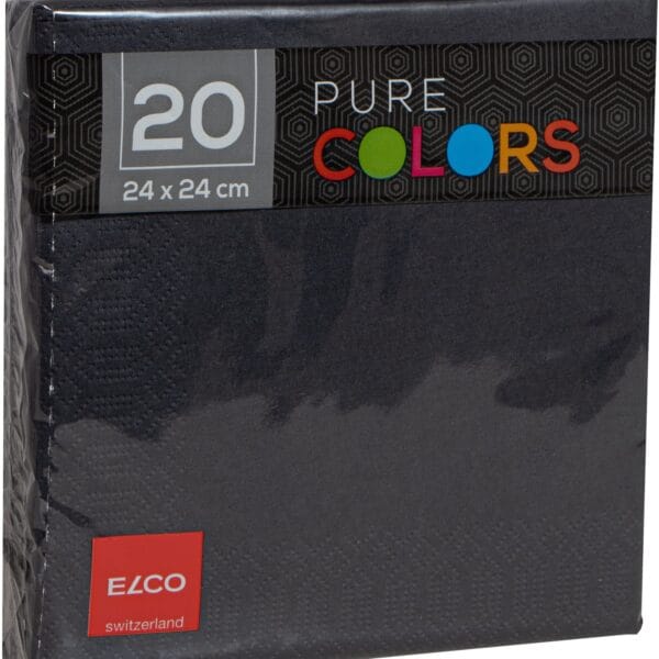 ELCO Serviette Zelltuch 24x24cm PC234020-090 3-lagig, schwarz 20Stk.