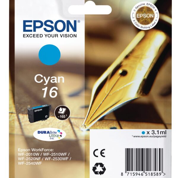 EPSON Tintenpatrone cyan T162240 WF 2010/2540 165 Seiten