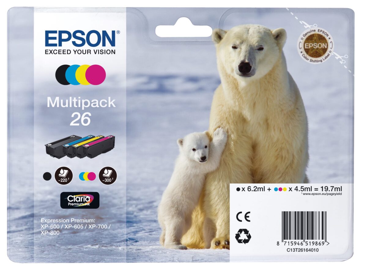 EPSON Multipack Tinte CMYBK T261640 XP 700/800 300/220 Seiten – Hochwertig & günstig bei ShopDeca