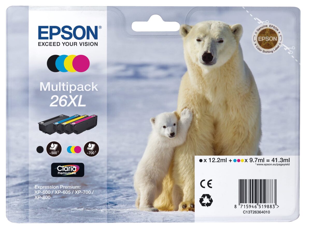 EPSON Multipack Tinte XL CMYBK T263640 XP 700/800 700/500 Seiten – Hochwertig & günstig bei ShopDeca