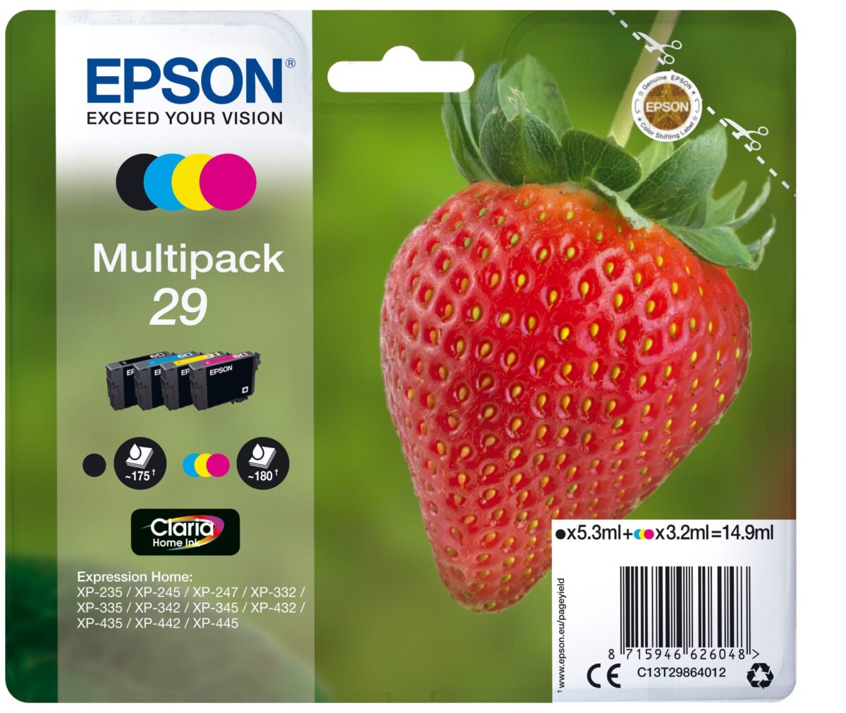 EPSON Multipack Tinte CMYBK T298640 XP-235/335/435 4-color – Hochwertig & günstig bei ShopDeca