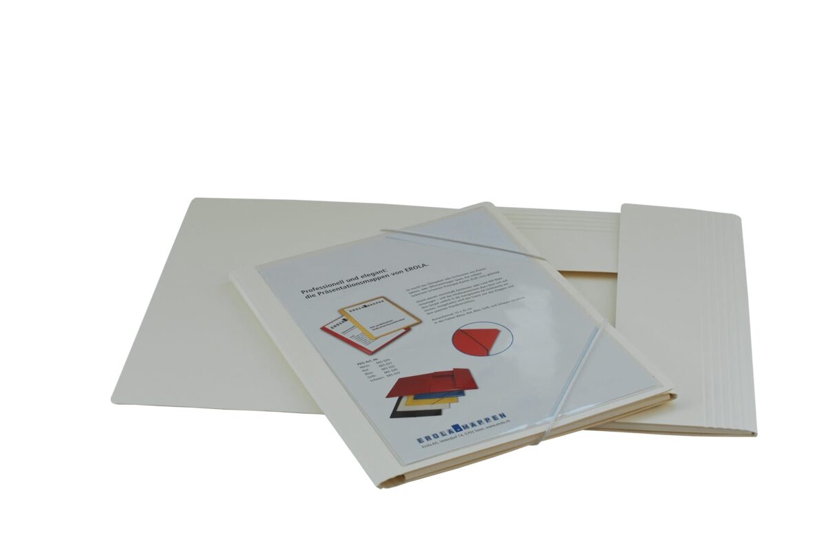 EROLA Gummibandmappe 650my A4 33299S weiss Pressspan m. Fronttasche – Hochwertig & günstig bei ShopDeca