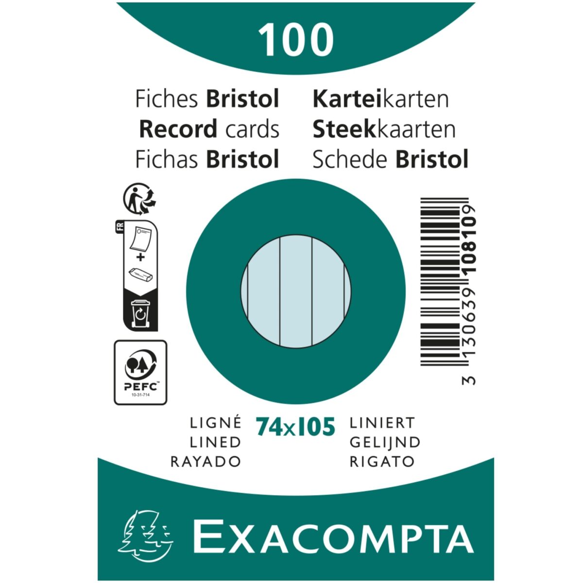 EXACOMPTA Karteikarten liniert A7 10810SE blau 100 Stück – Hochwertig & günstig bei ShopDeca