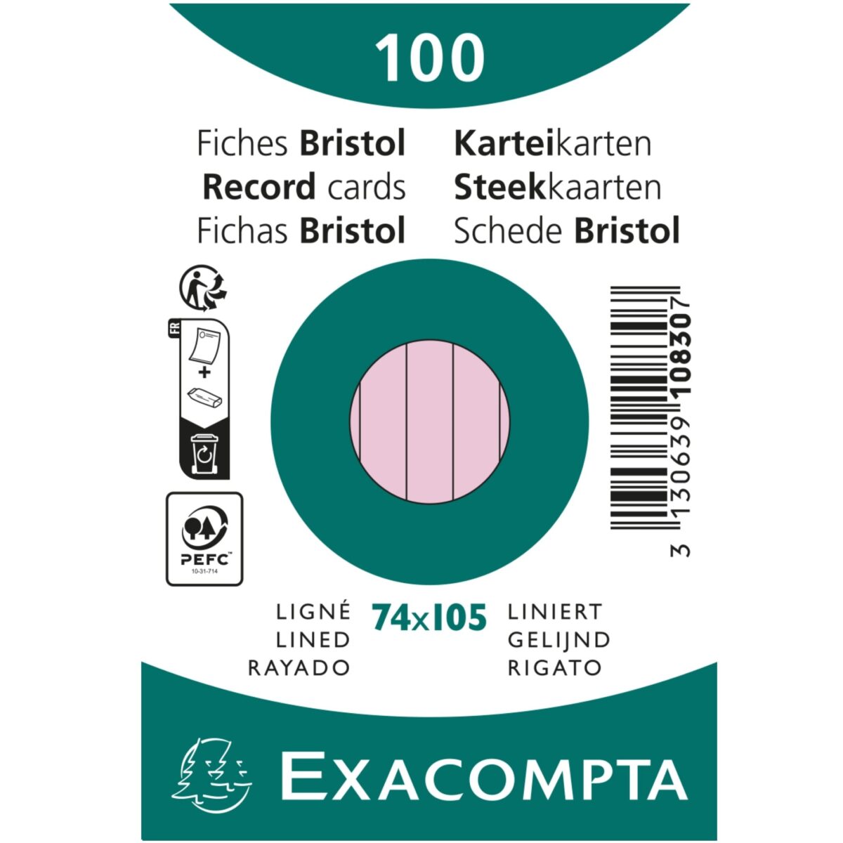 EXACOMPTA Karteikarten liniert A7 10830SE rosa 100 Stück – Hochwertig & günstig bei ShopDeca