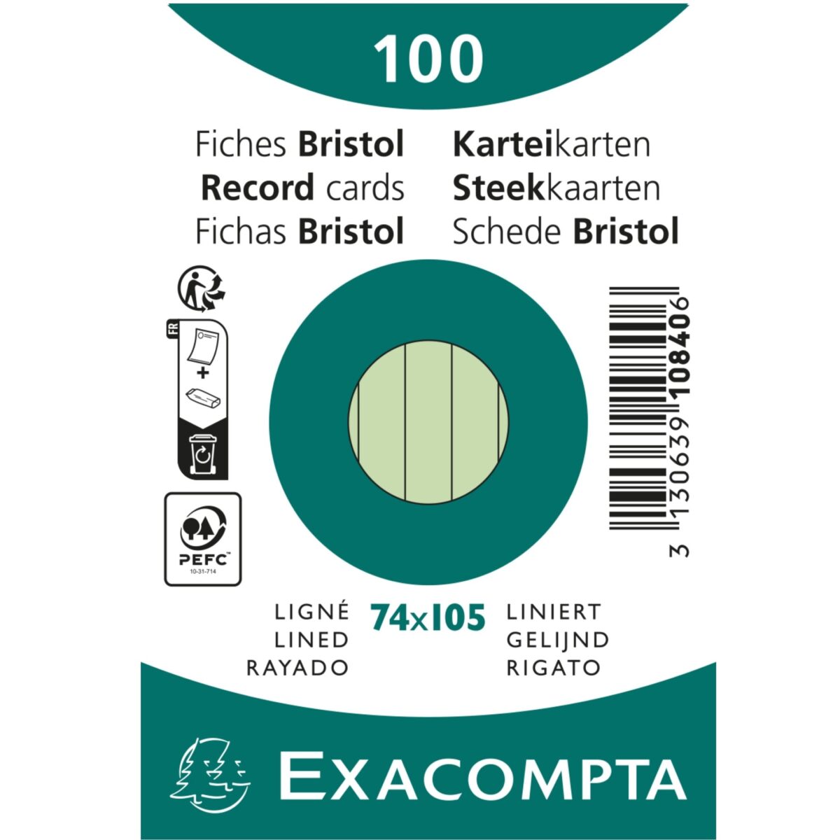 EXACOMPTA Karteikarten liniert A7 10840SE grün 100 Stück – Hochwertig & günstig bei ShopDeca