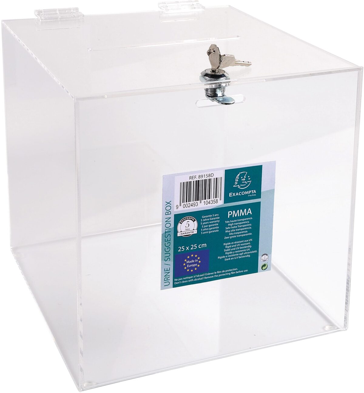 EXACOMPTA Einwurfbox 250x250x250mm 89158D transparent, abschliessbar – Hochwertig & günstig bei ShopDeca