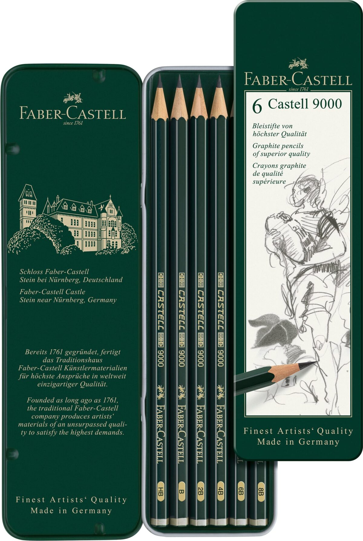 FABER-CASTELL Bleistift CASTELL 9000 119063 Metalletui 6 Stück – Hochwertig & günstig bei ShopDeca
