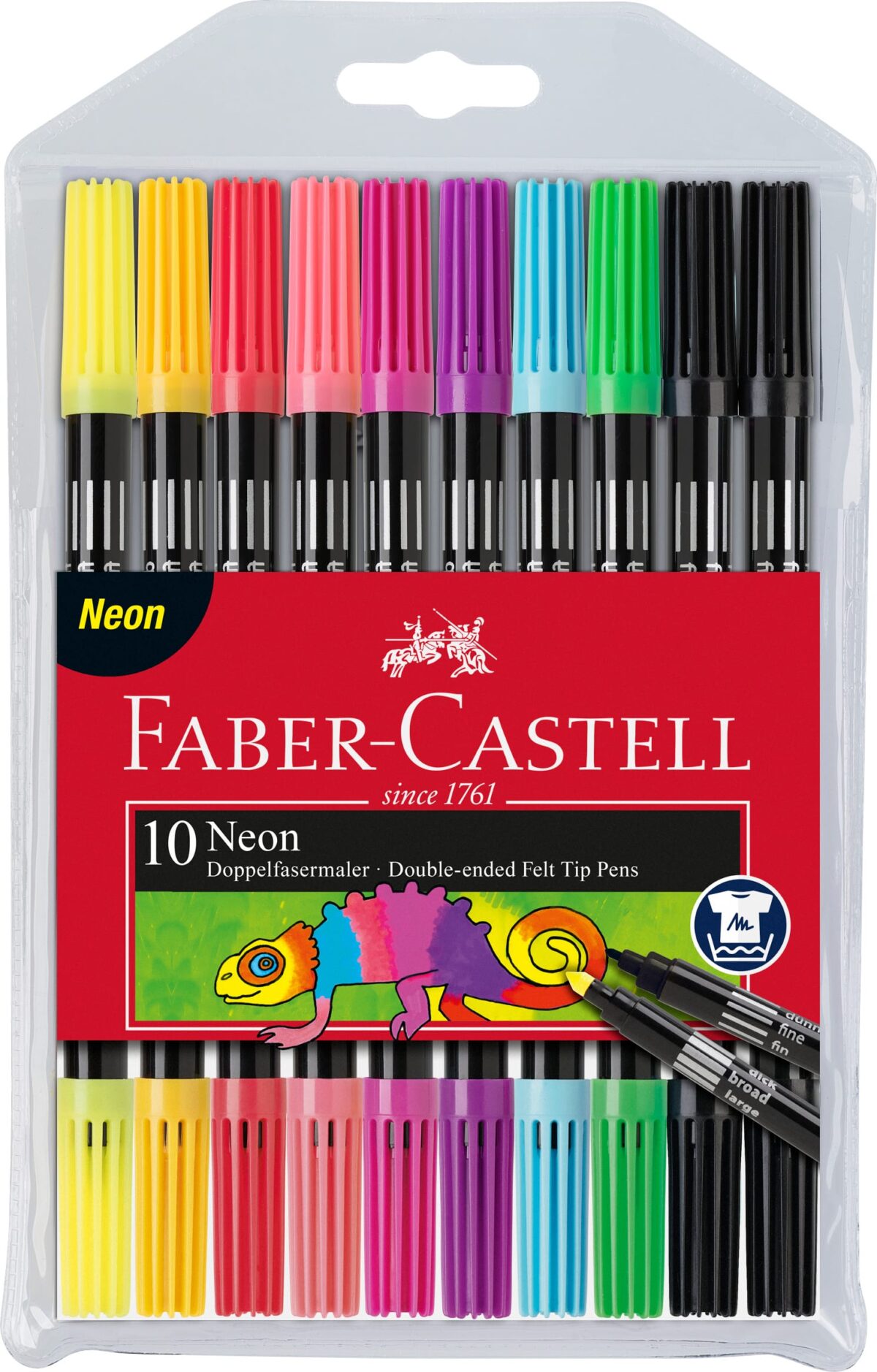 FABER-CASTELL Doppelfasermaler 0,5mm/1,5mm 151109 neon, assortiert 10 Stück – Hochwertig & günstig bei ShopDeca