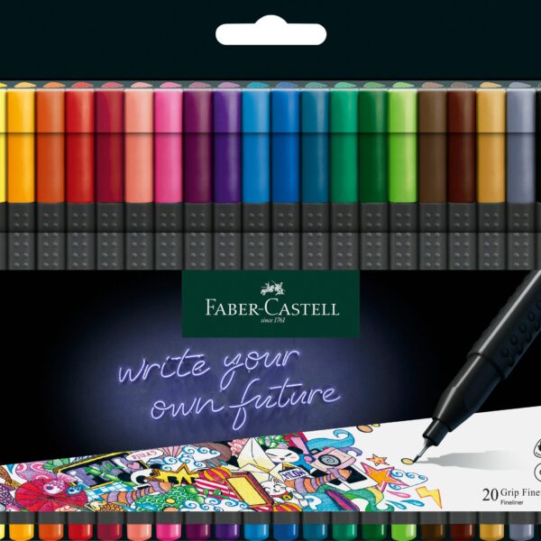 FABER-CASTELL Finepen Grip 0.4mm 151620 20 couleurs, Etui