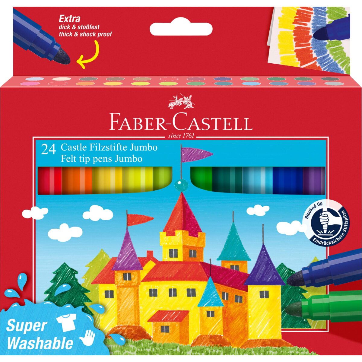 FABER-CASTELL Faserschreiber Jumbo 154324 24 Farben, super washable – Hochwertig & günstig bei ShopDeca