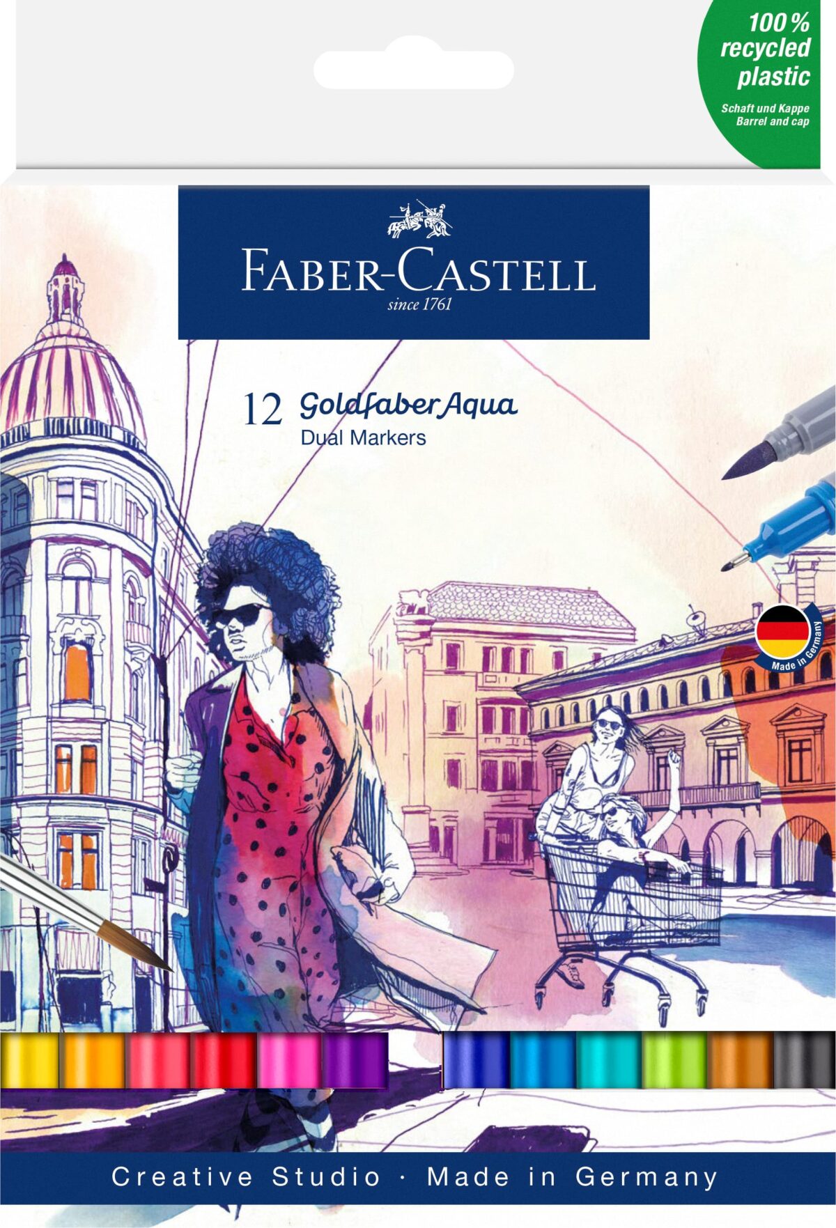 FABER-CASTELL Goldfaber Dual Marker 164612 12 couleurs, Etui – Hochwertig & günstig bei ShopDeca