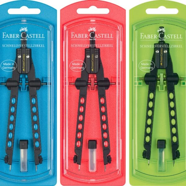 FABER-CASTELL Schnellverstellzirkel Factory 174335 Neonfarben im 3D Design