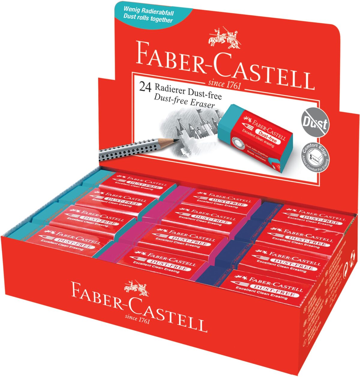 FABER-CASTELL Radierer Trend Dust-Free 187221 3 Farben assortiert – Hochwertig & günstig bei ShopDeca