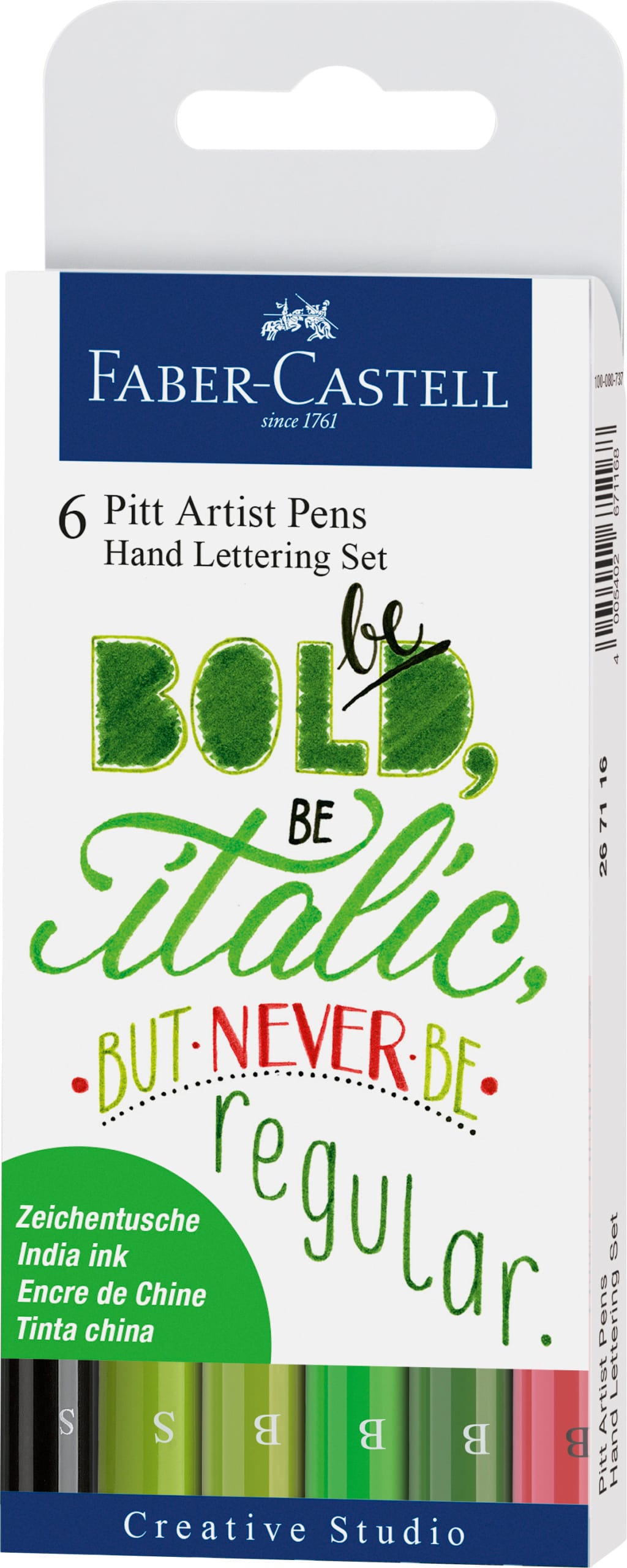 FABER-CASTELL-267117-4005402671175 FABER-CASTELL Pitt Art Pen Handlettering 267117 grün 6 Stück – Hochwertig & günstig bei ShopDeca