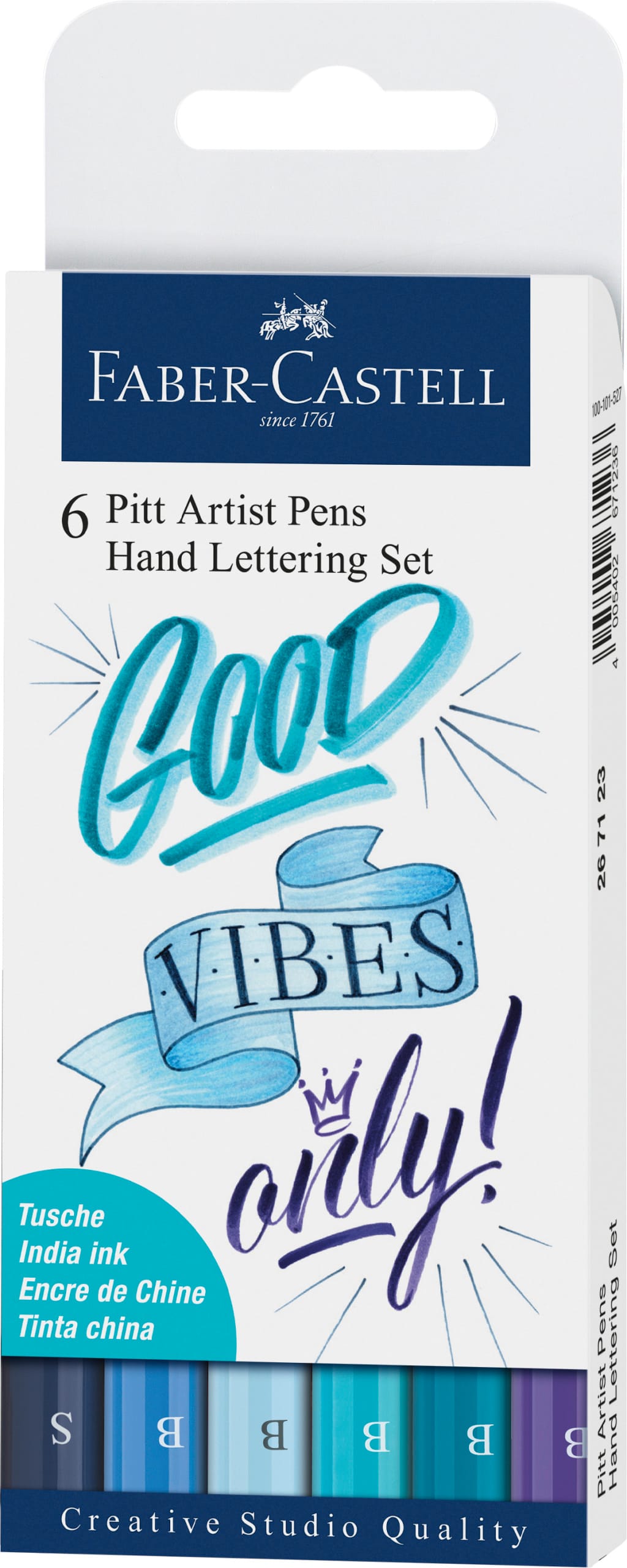 FABER-CASTELL-267123-4005402671236 FABER-CASTELL PITT Art Pen Handlettering 267123 blau 6 Stück – Hochwertig & günstig bei ShopDeca