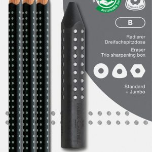 FABER-CASTELL Bleistift, Radierer, Spitzer B 580024 Grip Set 2001, schwarz