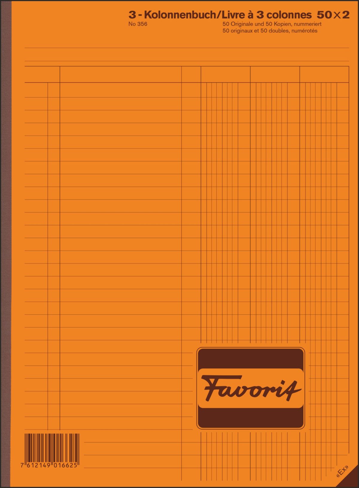 FAVORIT Durchschreibebuch 3 Kolonnen 356 OK N weiss/weiss, nummeriert,D/F/I – Hochwertig & günstig bei ShopDeca