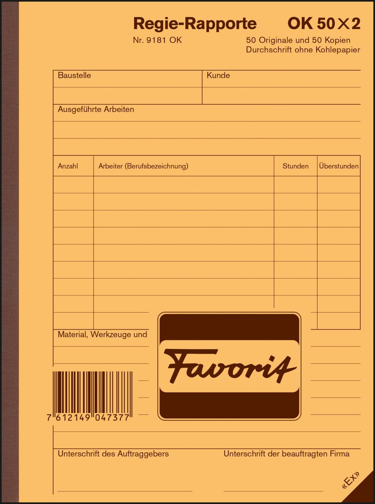 FAVORIT Regie-Rapporte Deutsch A5 9181 OK Durchschreibepapier 50x2 Blatt – Hochwertig & günstig bei ShopDeca