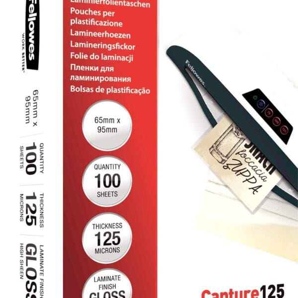 FELLOWES Laminiertasche 65x95mm 5306702 glanz, 125my 100 Stk