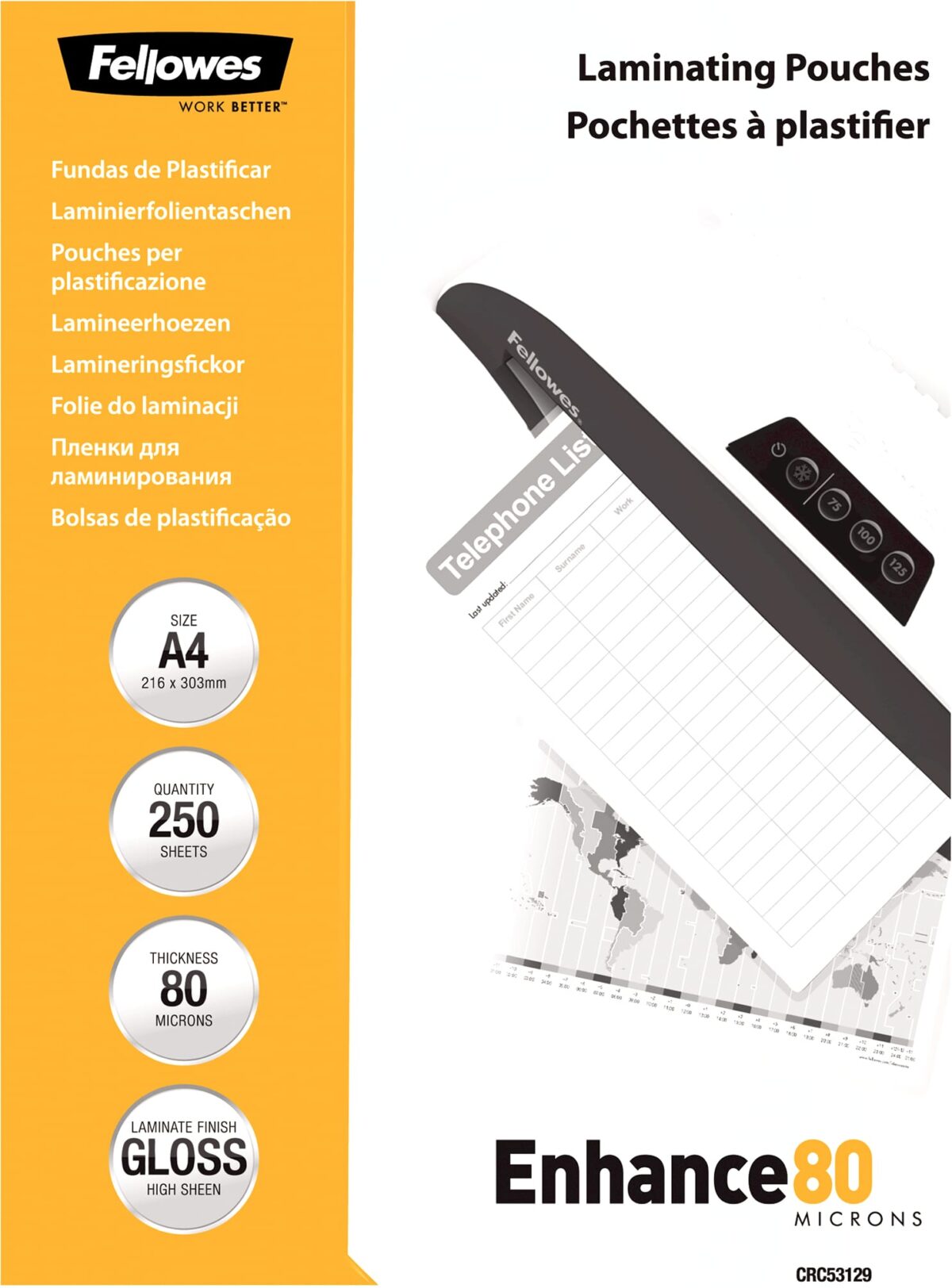 FELLOWES Laminiertasche A4 5312903 glanz, 80my 250 Stk – Hochwertig & günstig bei ShopDeca