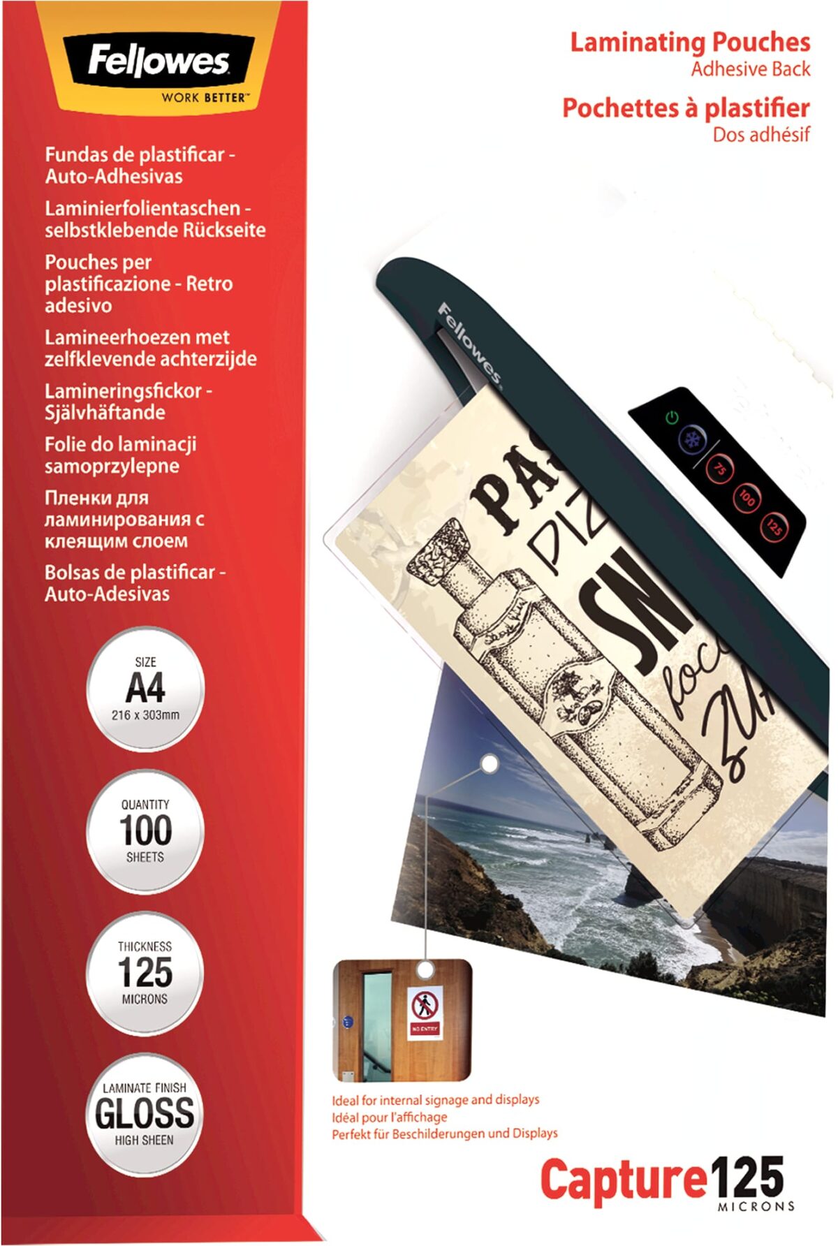 FELLOWES Laminierfolien Capture125g A4 5328901 kleb. 100 Stück – Hochwertig & günstig bei ShopDeca