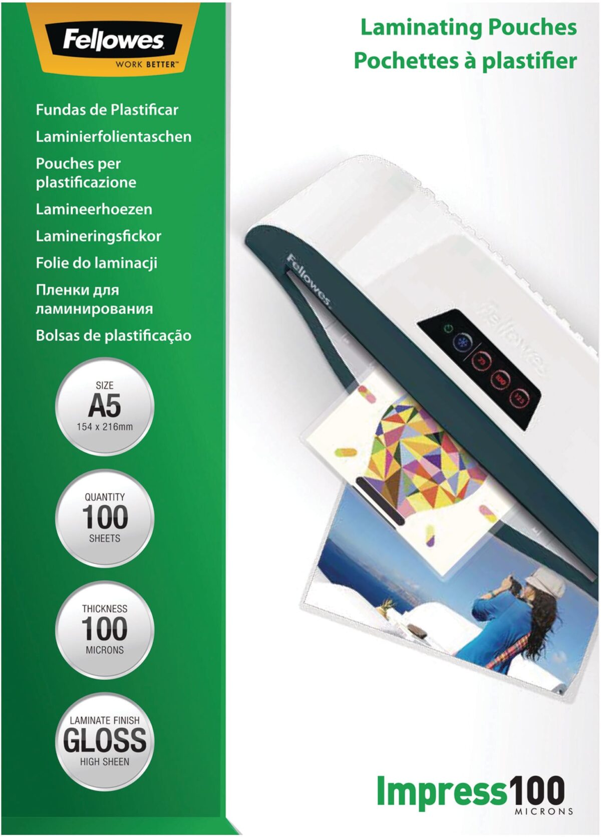 FELLOWES Laminiertasche A5 5351002 glanz, 100my 100 Stk – Hochwertig & günstig bei ShopDeca