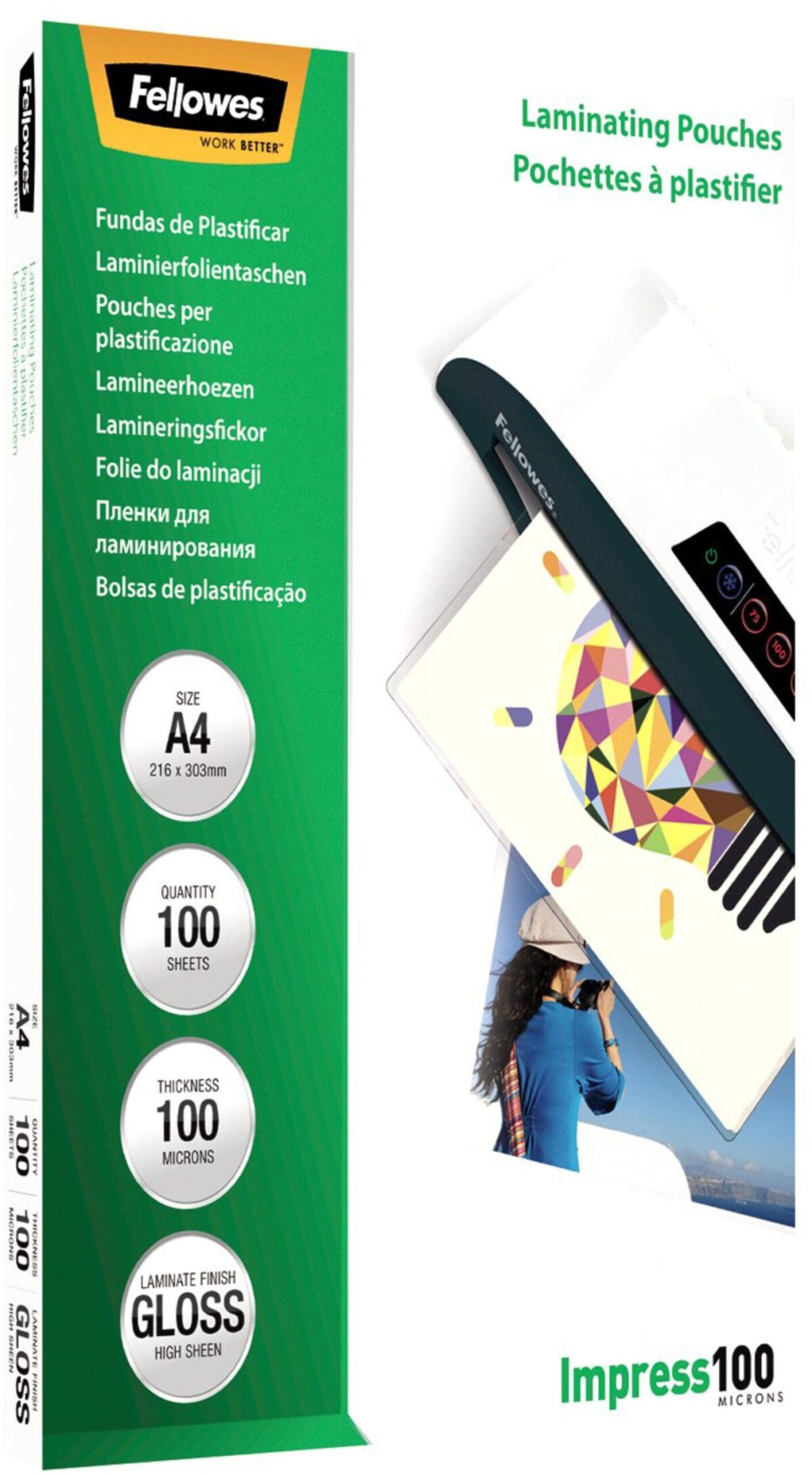 FELLOWES Laminiertasche A4 5351111 glanz, 100my 100 Stk – Hochwertig & günstig bei ShopDeca
