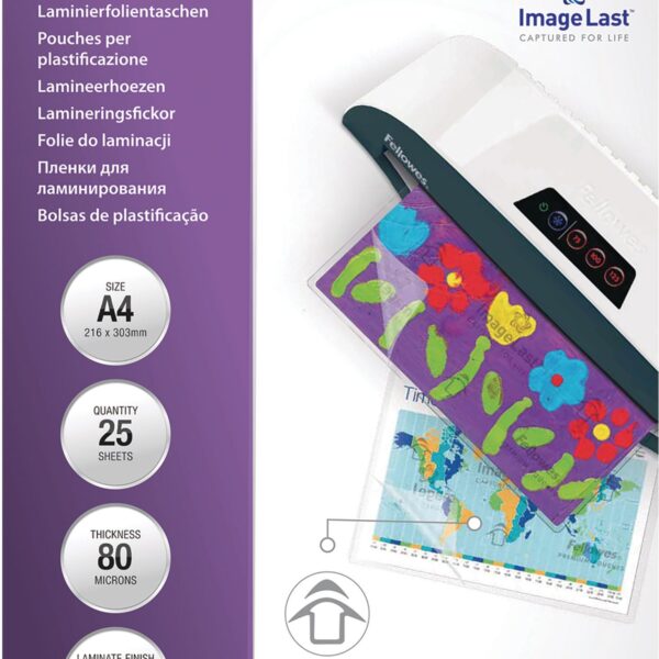 FELLOWES Laminiertasche A4 5396205 glanz, 80my 25 Stk