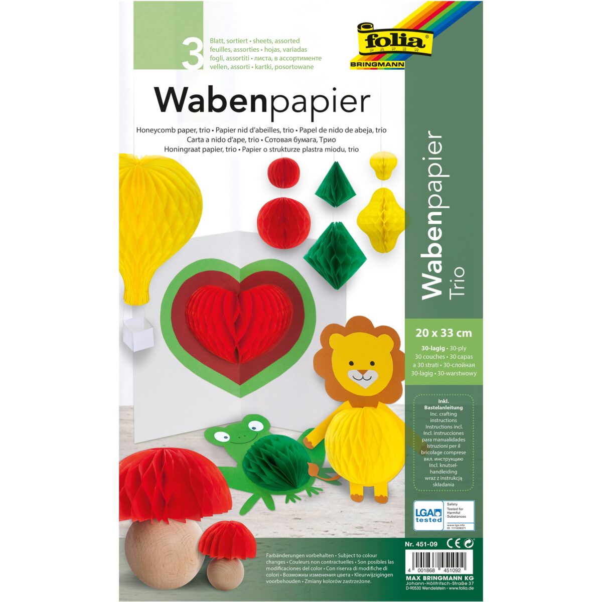 FOLIA Wabenpapier Regenbogen 451-09 3 Blatt, farbig – Hochwertig & günstig bei ShopDeca