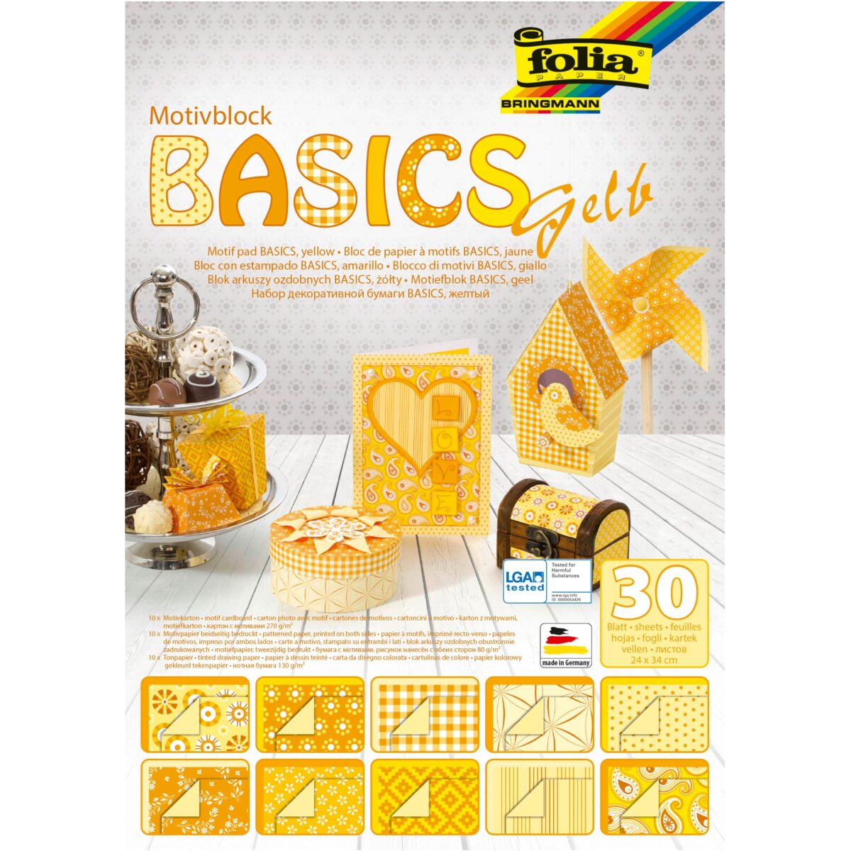 FOLIA Motivblock Basic 46149 gelb, 30 Blatt – Hochwertig & günstig bei ShopDeca