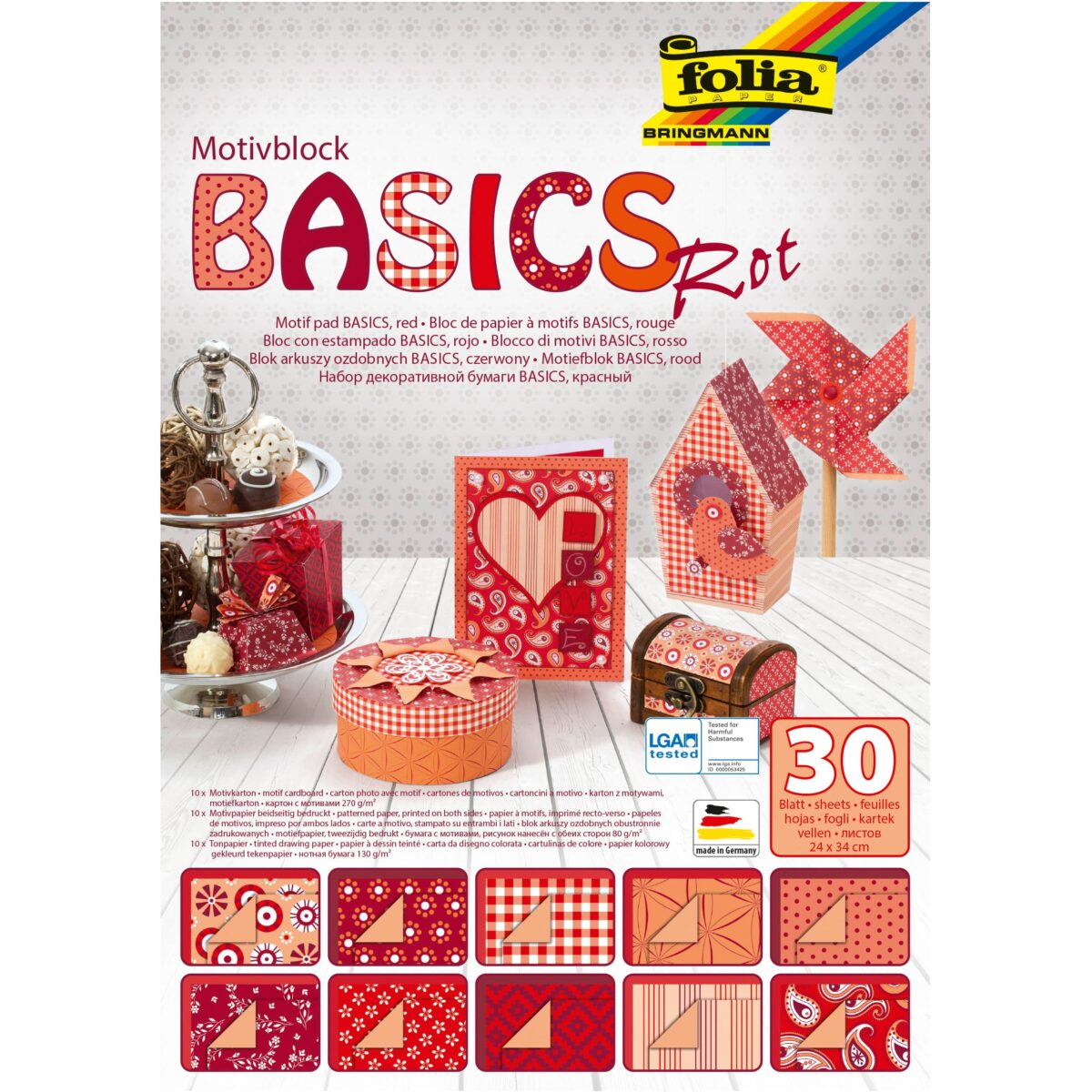 FOLIA Motivblock Basic 46249 rot, 30 Blatt – Hochwertig & günstig bei ShopDeca