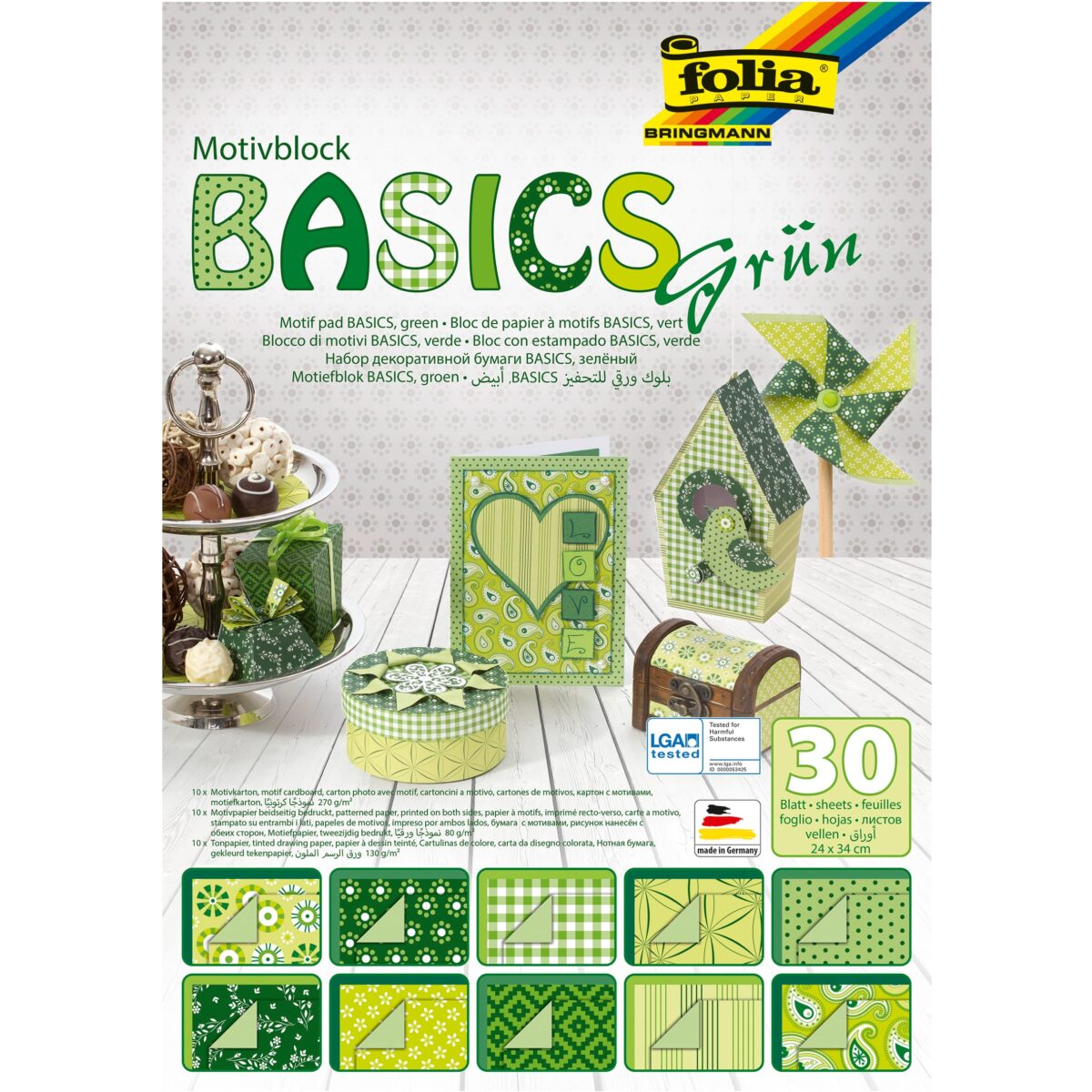 FOLIA Motivblock Basic 46549 grün, 30 Blatt – Hochwertig & günstig bei ShopDeca