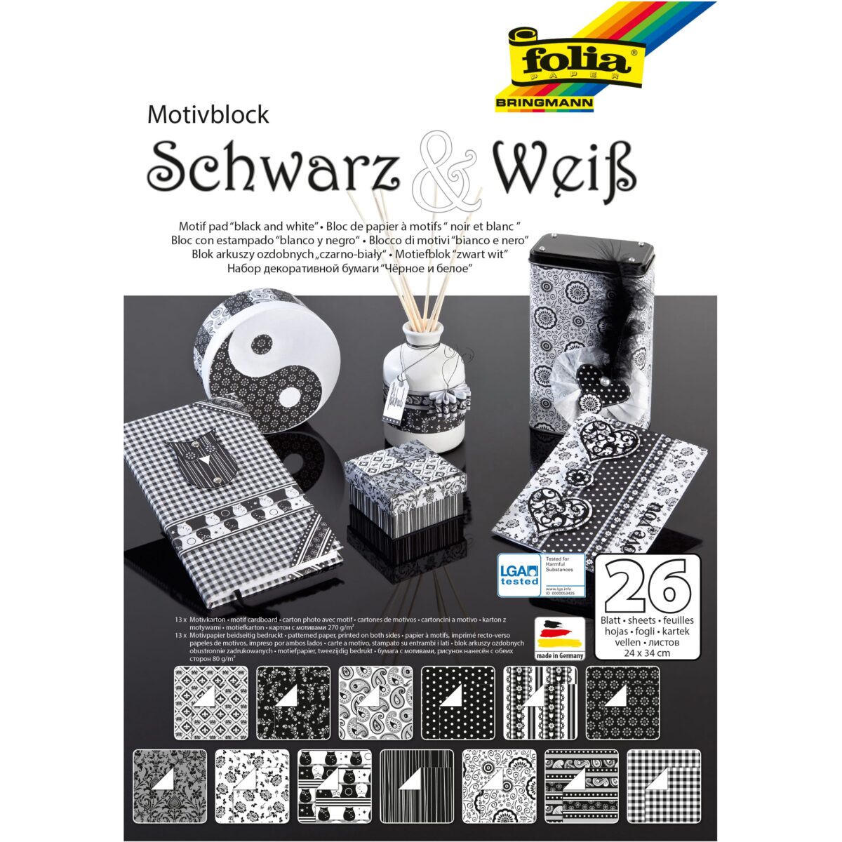 FOLIA Motivblock Basic 46749 schwarz/weiss, 26 Blatt – Hochwertig & günstig bei ShopDeca