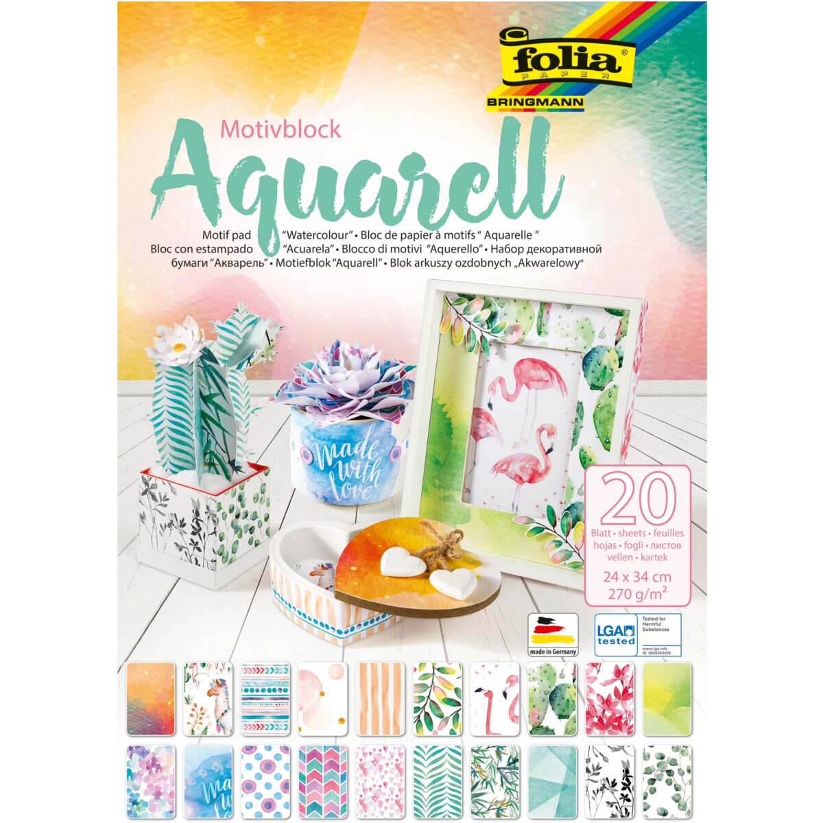 FOLIA Motivblock 48749 Aquarell, 20 Blatt – Hochwertig & günstig bei ShopDeca