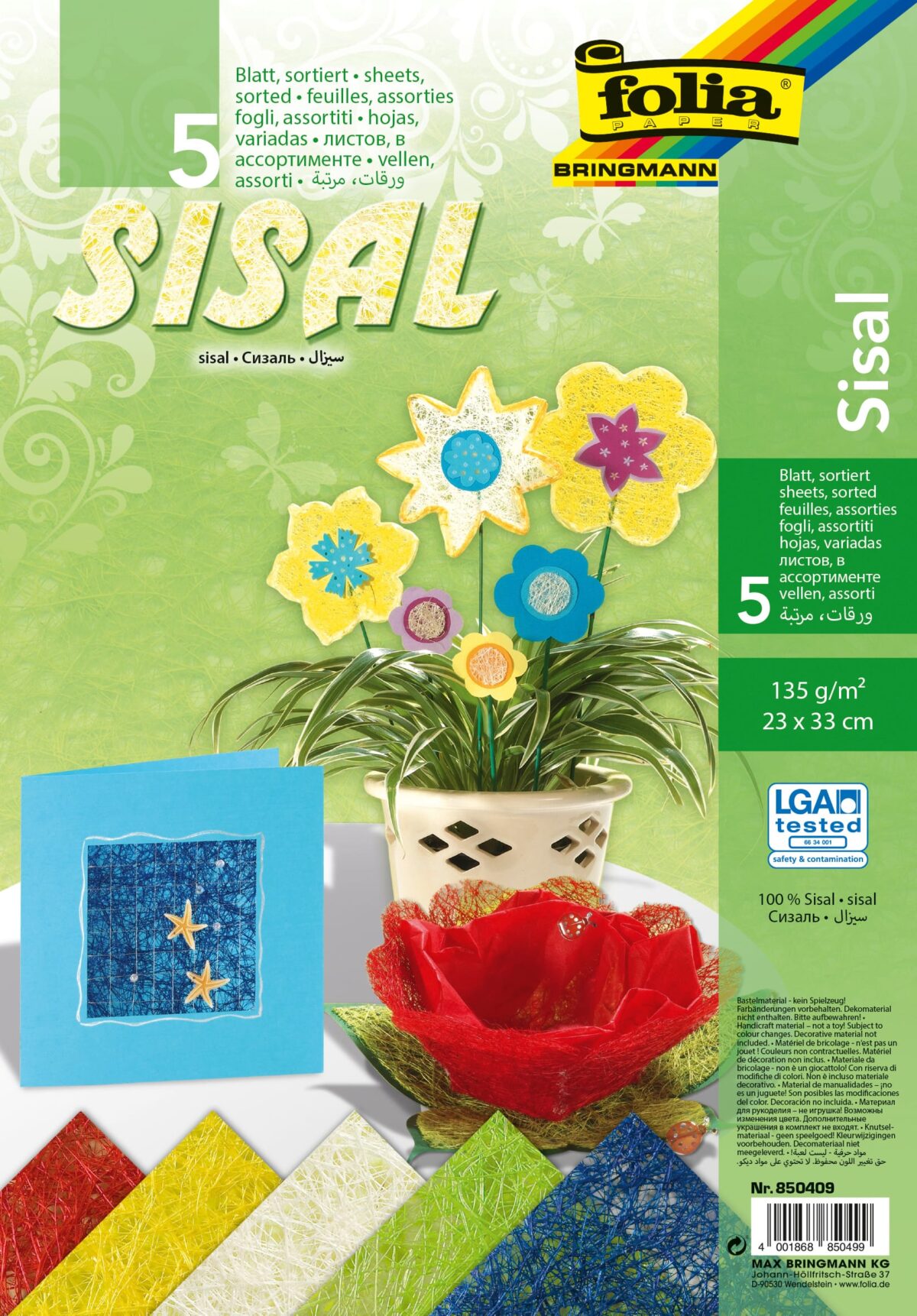 FOLIA Sisal 135g 850409 23x33cm 5 Blatt – Hochwertig & günstig bei ShopDeca