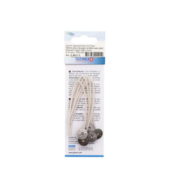 GLOREX Teelichtdocht 150mm 686210 m.Fuss