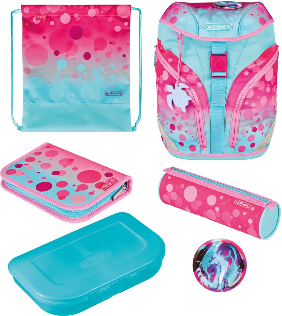 HERLITZ Schulthek-Set SoftLight Plus 50043019 GREENline Pink Bubbles – Hochwertig & günstig bei ShopDeca