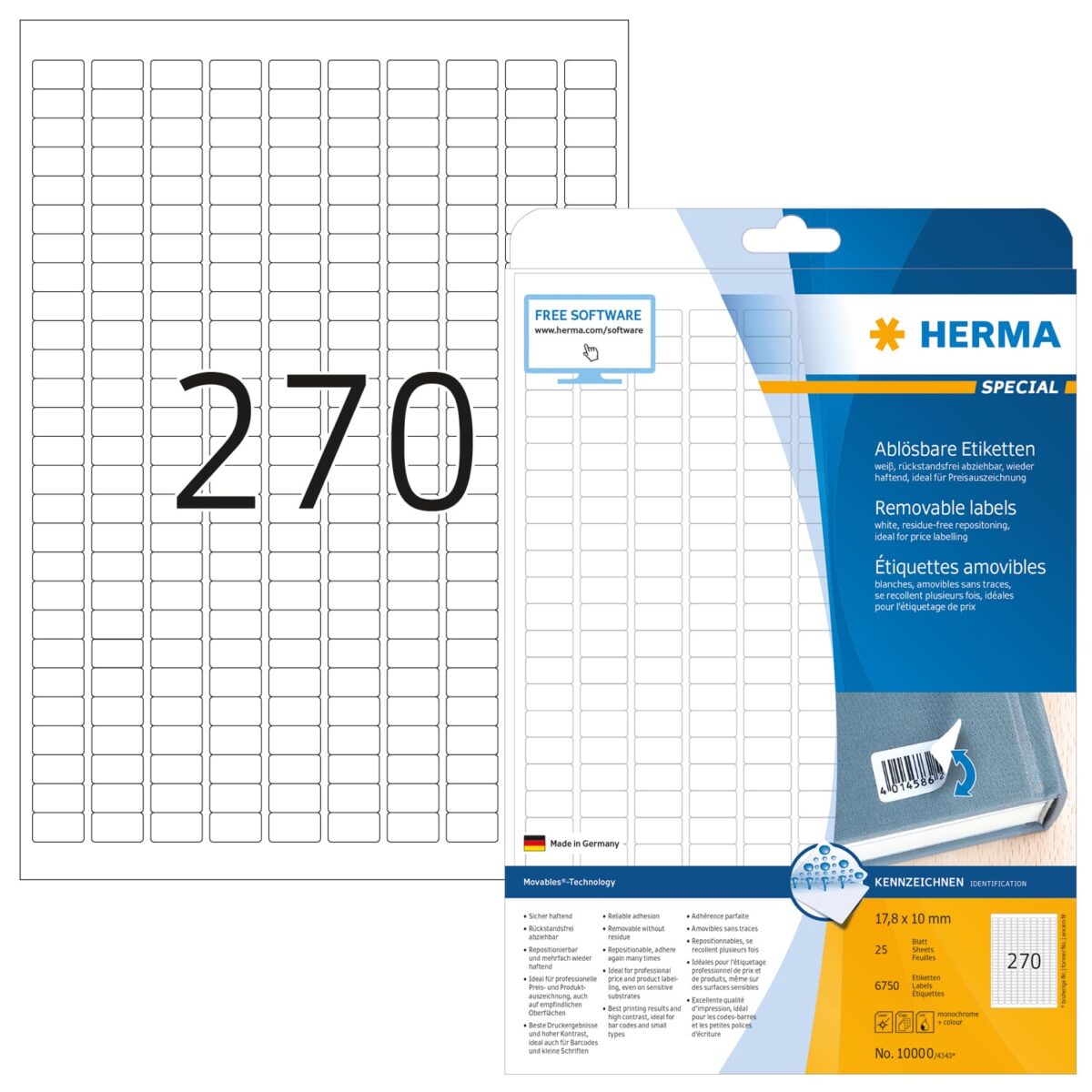 HERMA Etikett. Movables 17,8x10mm 10000 weiss,non-perm. 6750 St./25Bl. – Hochwertig & günstig bei ShopDeca