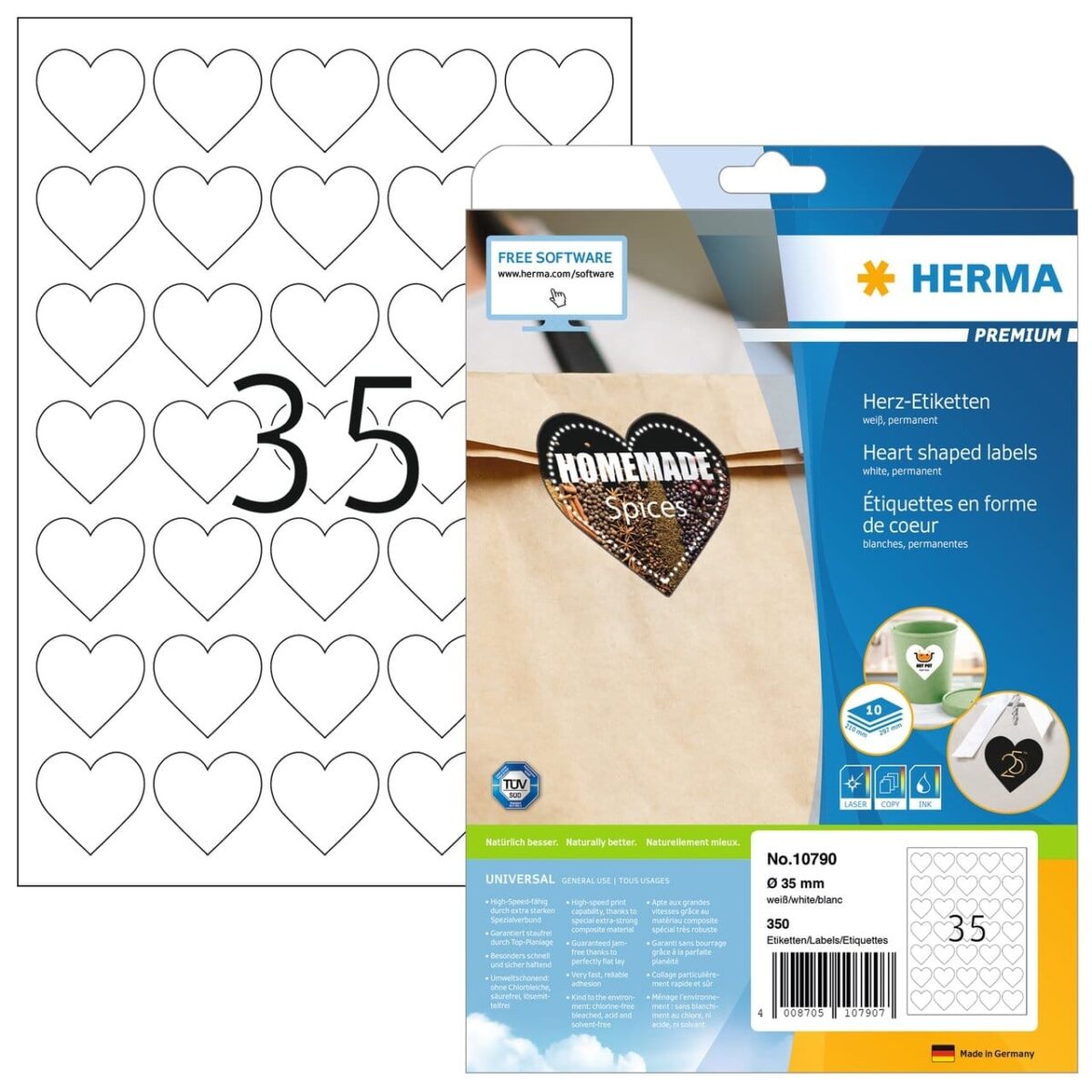HERMA Etiketten Premium 35mm 10790 herz, weiss 350 Stück – Hochwertig & günstig bei ShopDeca