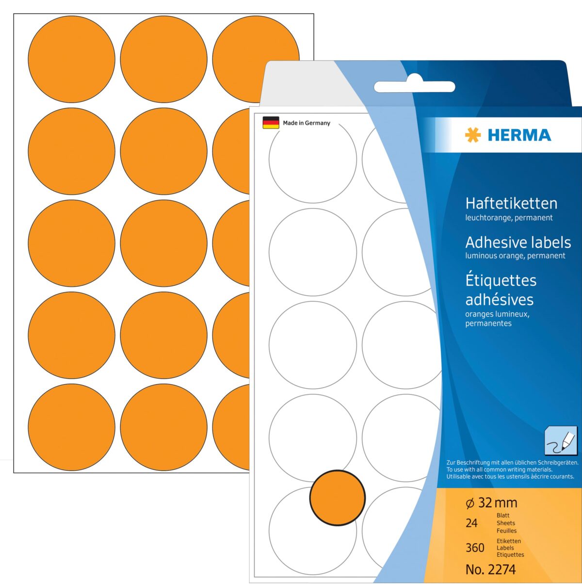 HERMA Etiketten rund 32mm 2274 orange 360 Stück – Hochwertig & günstig bei ShopDeca