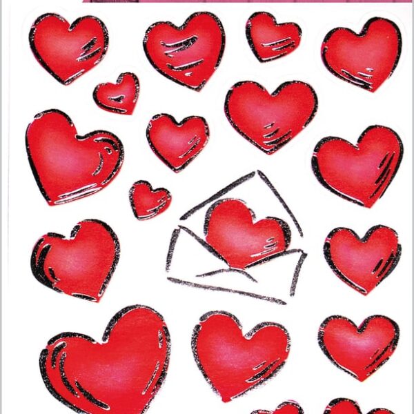 HERMA Sticker Herzen/Briefe 3509 rot 50 Stück/2 Blatt